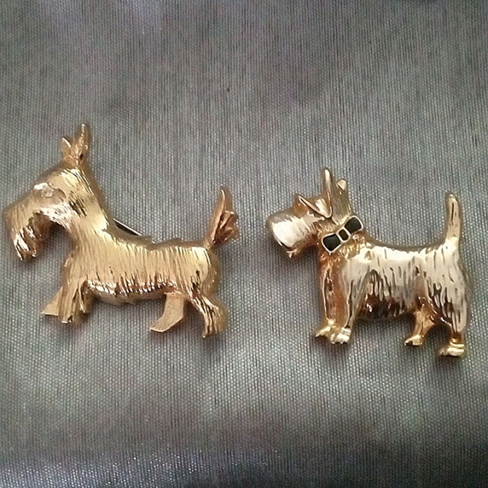 Vintage gold plated Scotty  Brooches